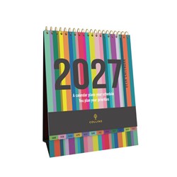 Collins 2026 Edge 175x220mm Month To View Rainbow Desk Calendar