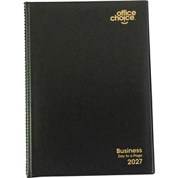 Office Choice 2027 A5 Business Black PVC Day To Page 1hr Appointment Diary